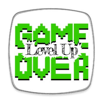 Game Over, Revive Vintage Games and Level Up - Square fridge magnet - white - Front