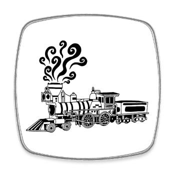 Vintage Black Locomotive - Square fridge magnet - white - Front