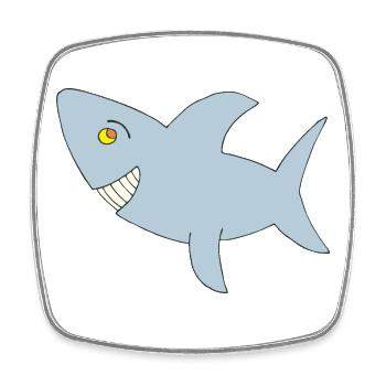Requin Big One - Magnet carré - blanc - Devant
