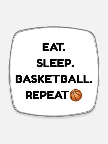 EAT-_SLEEP-_BASKETBALL - Magnet carré - blanc