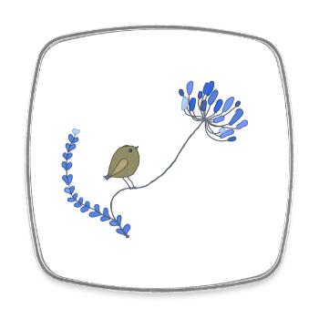 Vogel mit Blume - Viereckiger Kühlschrankmagnet - Weiß - Vorne