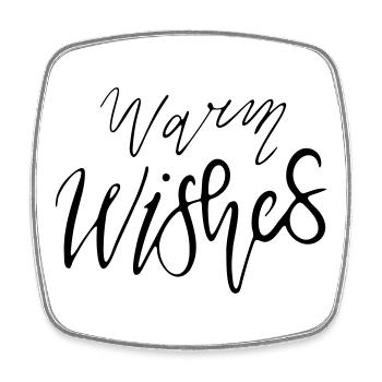 Warm Wishes – Lettrage à la main Design multicolore Var - Magnet carré - blanc - Devant