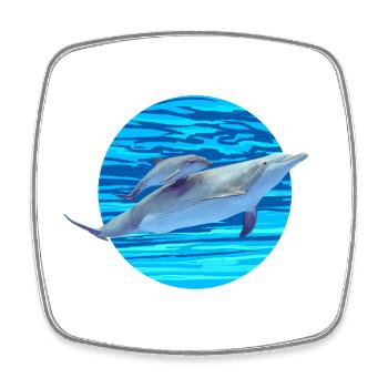 Delfin - Viereckiger Kühlschrankmagnet - Weiß - Vorne