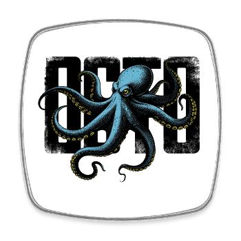 Stilisierter Oktopus - Viereckiger Kühlschrankmagnet - Weiß - Vorne