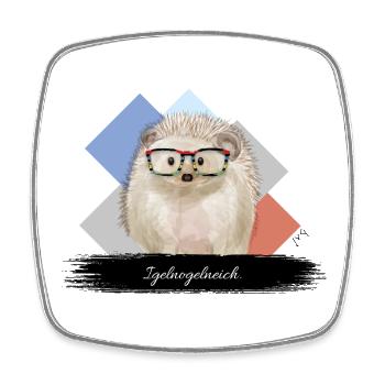 JvG Igel "Igelnogelneich" - Viereckiger Kühlschrankmagnet - Weiß - Vorne
