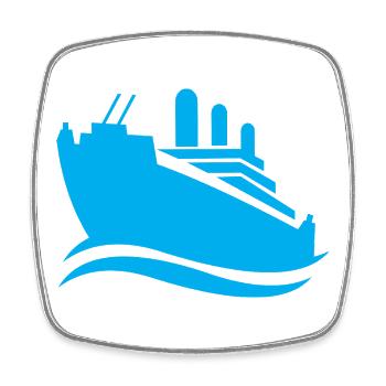 Cruise Ship Silhouette Minimalist Sea - Square fridge magnet - white - Front