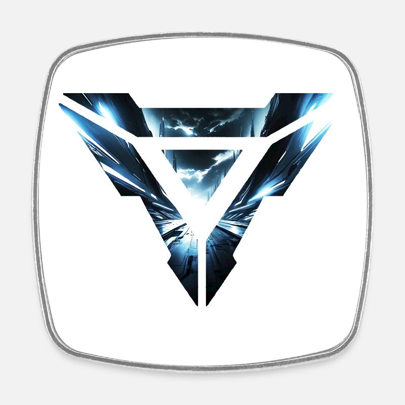Futuristic Cyber Realm Triangular Design - Square fridge magnet - white