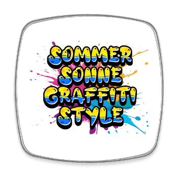 Soleil d’été Graffiti Style Lettrage - Magnet carré - blanc - Devant