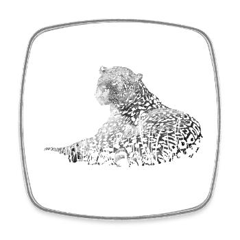 Leopard - Square fridge magnet - white - Front