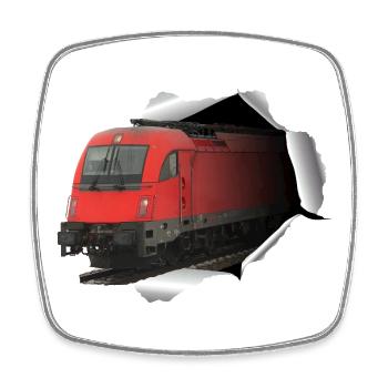 Lok 1216 durchbricht Papier - Viereckiger Kühlschrankmagnet - Weiß - Vorne