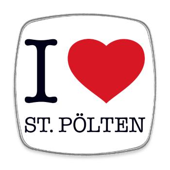 I Love St. Pölten - Viereckiger Kühlschrankmagnet - Weiß - Vorne