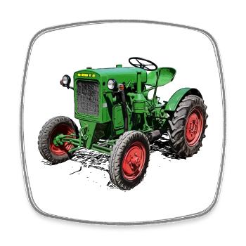 Green vintage tractor - Square fridge magnet - white - Front