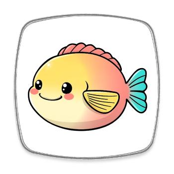 Poisson - Magnet carré - blanc - Devant