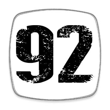 92 Number Jersey - Square fridge magnet - white - Front