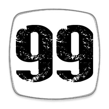 Maillot numéro 99 - Magnet carré - blanc - Devant