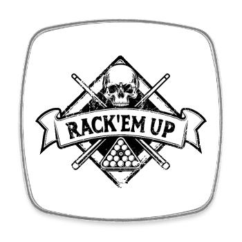 Eight Ball, Rack'em Up, Billard Spieler Geschenk - Viereckiger Kühlschrankmagnet - Weiß - Vorne