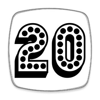 20. 20e ANNIVERSAIRE. ANNIVERSAIRE 20 ANS. 20 ANS. - Magnet carré - blanc - Devant
