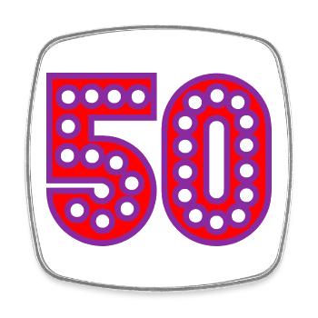 50. 50 ANS. 50e ANNIVERSAIRE. ANNIVERSAIRE 50 ANS. - Magnet carré - blanc - Devant