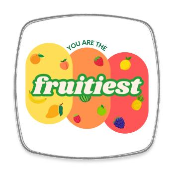 ou Are the Fruitiest – Lustiges buntes Fruchtdesign - Viereckiger Kühlschrankmagnet - Weiß - Vorne