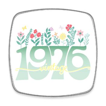 1976 Blumen 50 Jahre Jubiläum Frau - Viereckiger Kühlschrankmagnet - Weiß - Vorne