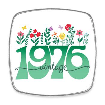 1976 Blumen 50 Jahre Jubiläum Frau - Viereckiger Kühlschrankmagnet - Weiß - Vorne