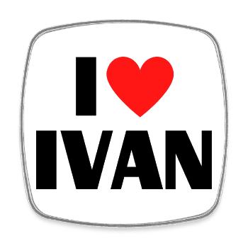 I love Ivan Rotes Herz Liebe Fan Geschenk - Viereckiger Kühlschrankmagnet - Weiß - Vorne