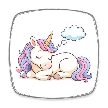 Sleeping unicorn with rainbow mane - Square fridge magnet - white - Front