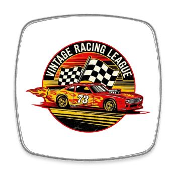 Vintage Rennsport Flaggen Design - Viereckiger Kühlschrankmagnet - Weiß - Vorne