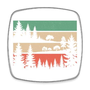 Retro forest nature silhouette trees motif hiking - Square fridge magnet - white - Front