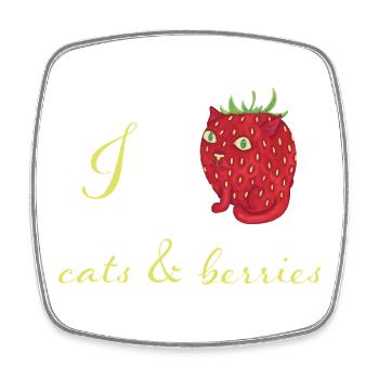 Qui n'aime pas les chats et les baies ? - Magnet carré - blanc - Devant