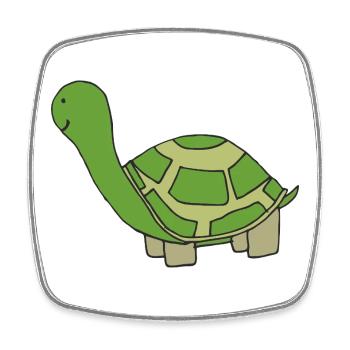 Illustration d'une tortue joueuse - Magnet carré - blanc - Devant