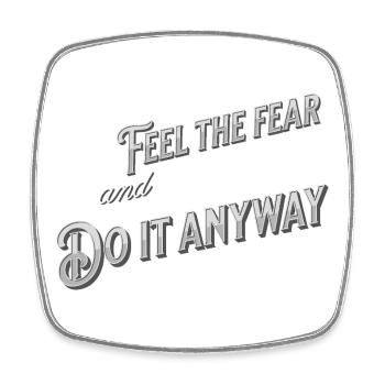 Feel the fear and do it anyway - typography - Square fridge magnet - white - Front