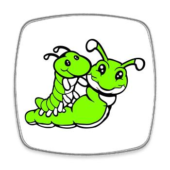 2 friends riding caterpillar father mother child dad mom - Square fridge magnet - white - Front