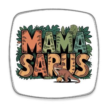 MAMASAURUS Dino Mama Baby T Rex Jungle Leaves - Square fridge magnet - white - Front