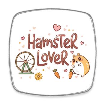 Hamster in Love Cute Moment - Square fridge magnet - white - Front