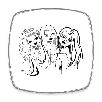 Bossy and Girly - Square fridge magnet - white - Front