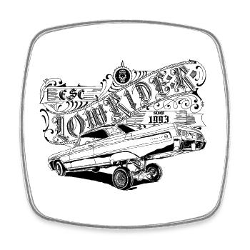 E.S.C. Lowrider - Viereckiger Kühlschrankmagnet - Weiß - Vorne