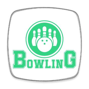 Conception de main de bowling rétro - Magnet carré - blanc - Devant
