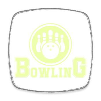 Retro Bowling Design in Neon Grün - Viereckiger Kühlschrankmagnet - Weiß - Vorne