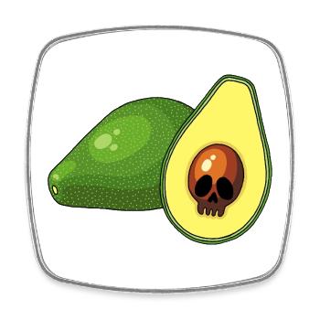Avocado skull - Square fridge magnet - white - Front