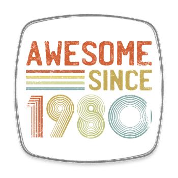 Retro 1980s Gradient Typography Design - Square fridge magnet - white - Front