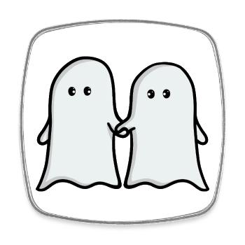 Cute Ghost Duo Illustration - Square fridge magnet - white - Front