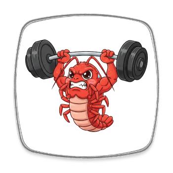 Lobster Workout Dumbbell Weightlifting Fitness Cartoon - Square fridge magnet - white - Front