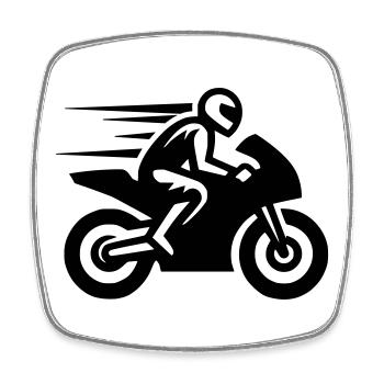 Moto de course Moto Moto Machine de course - Magnet carré - blanc - Devant