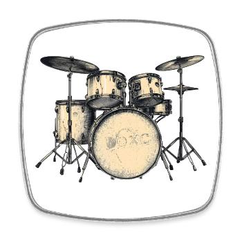 Rocking drum design for music lovers - Square fridge magnet - white - Front