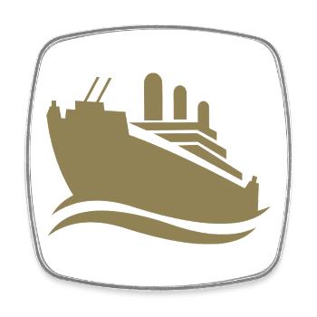 Cruise Ship Silhouette Minimalist Sea - Square fridge magnet - white - Front