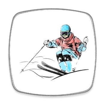 Mogul skiing - Square fridge magnet - white - Front