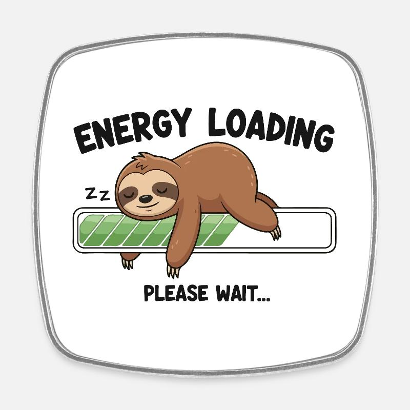 Battery Nap Mode - Square fridge magnet - white