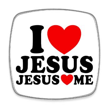 Ich liebe Jesus Jesus liebt mich Christlicher Glau - Viereckiger Kühlschrankmagnet - Weiß - Vorne