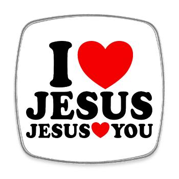 Ich liebe Jesus Jesus liebt dich Christlicher Glau - Viereckiger Kühlschrankmagnet - Weiß - Vorne